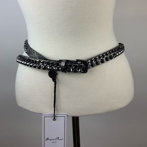 Argento Antico Grey/Black studded eccopelle leather studded belt.